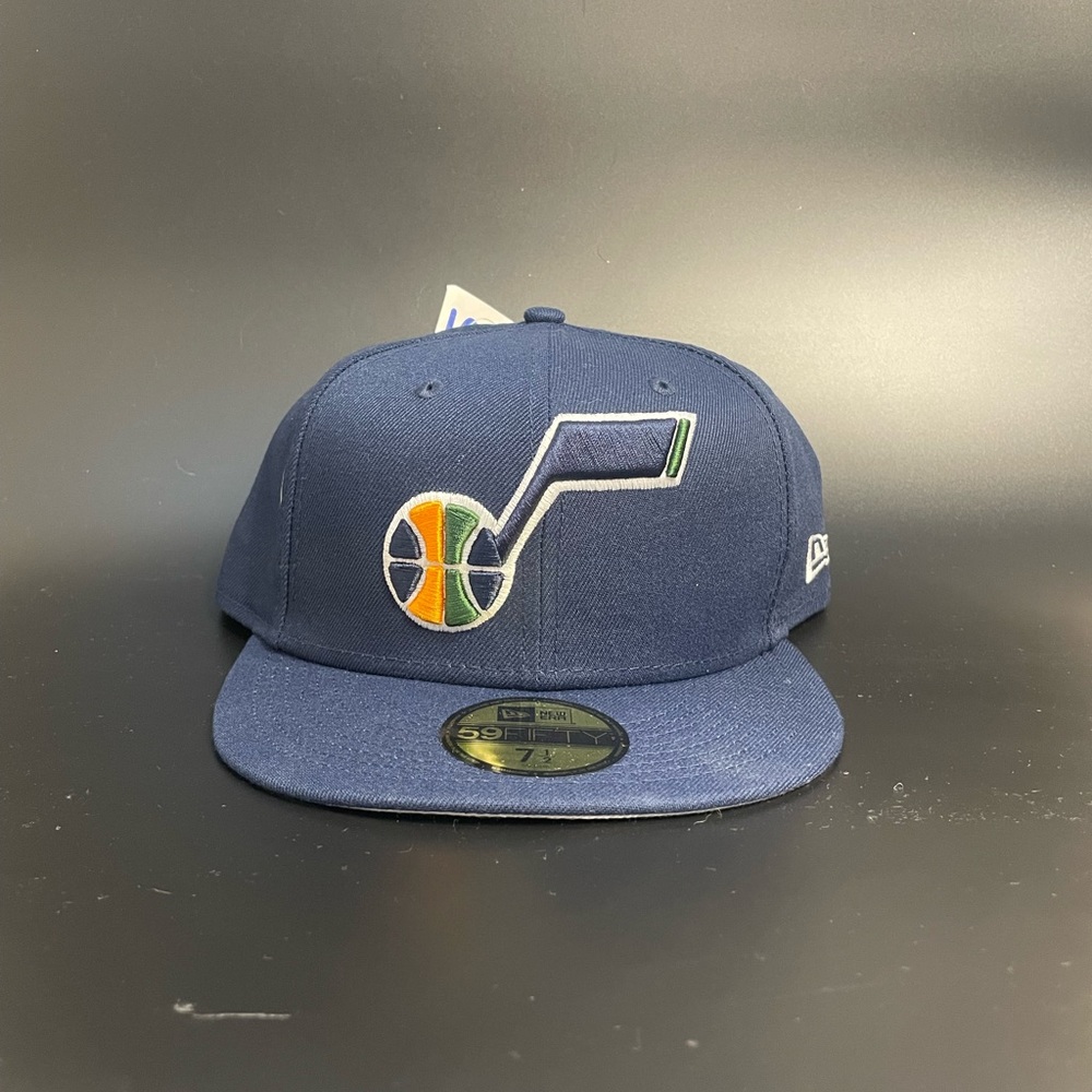 Utah Jazz Fitted Hat New Era Cap 59Fifty NBA Navy Blue Basketball Sz 7 1/2 NWT
